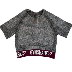 Gym Shark crop top gray and burgundy size extra small short sleeve compression s